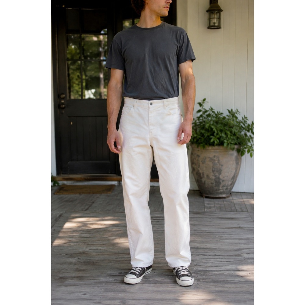 Big Mac Authentic Workwear Mens White Denim Painter Pants Straight Leg Vintage
